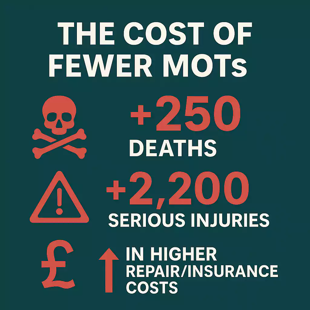 Projected road safety impact if MOT tests reduced to two years